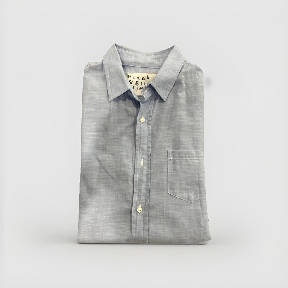 FRANK AND EILEEN MENS CASUAL LARGE BABY BLUE BUTTON SHIRT “LUKE” 100% COTTON VGC